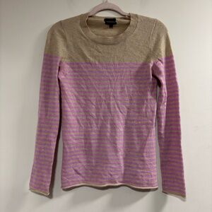 J. Crew Beige and Pink Striped Cashmere Sweater